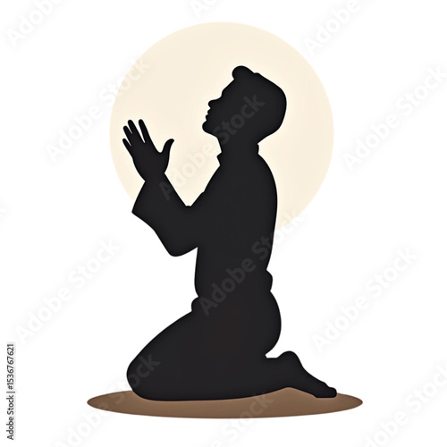 silhouette of a man praying