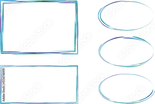 light blue colorful stroke art sketchy abstract frames