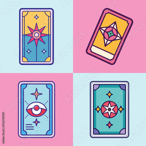 Tarot Card Flat Illustration  Mystic Divination & Fortune Telling Design