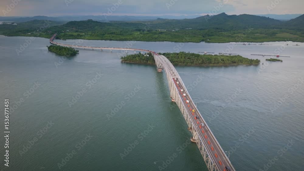 custom made wallpaper toronto digitalSan Juanico Bridge Tacloban. Wide Aerial Establishing shot