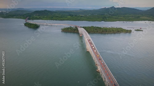 Wallpaper Mural San Juanico Bridge Tacloban. Wide Aerial Establishing shot Torontodigital.ca