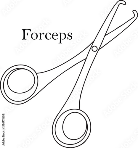 Medical instrument drawing forceps surgical tool outline illustration