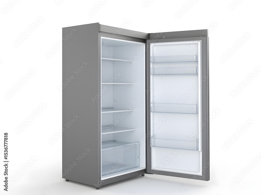 Open Modern Double-Door Refrigerator with Spacious and Bright Interior Display. Modern double-door refrigerator with open shelving, bright lighting, and clean design, perfect for kitchen storage. Open Modern Double-Door Refrigerator with Spacious and Bright Interior Display. Modern double-door refrigerator with open shelving, bright lighting, and clean design, perfect for kitchen storage.