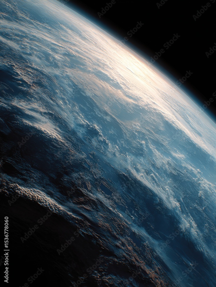 Fototapeta premium Earth From Space With Atmospheric Perspective, Showcasing Environmental Awareness and Global Interconnectivity : Generative AI