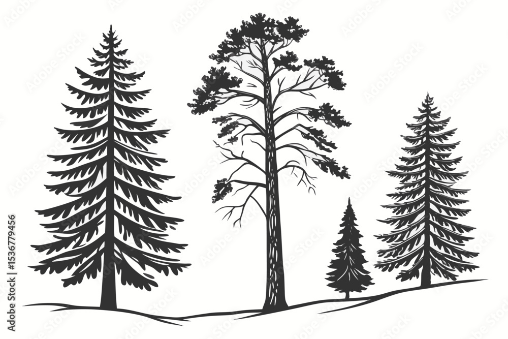 Obraz premium set of fir trees
