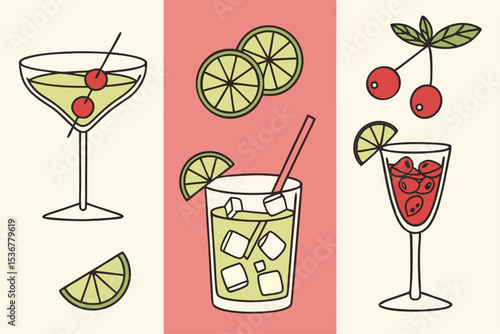 set of cocktails