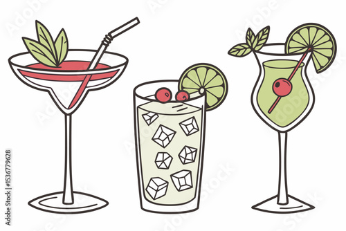 set of cocktails