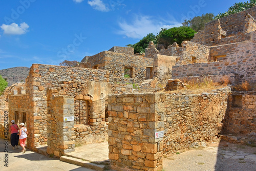 The abandoned old  buildings leper station  on the island of Spinalonga, Greece. It was used as a leper colony from 1903 to 1957. Now a popular tourist destination.