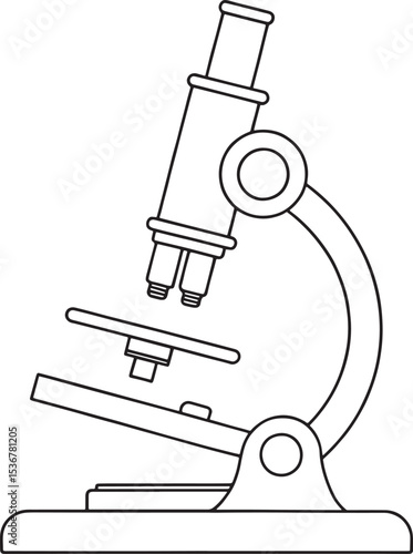 Simple line drawing of a microscope for science education