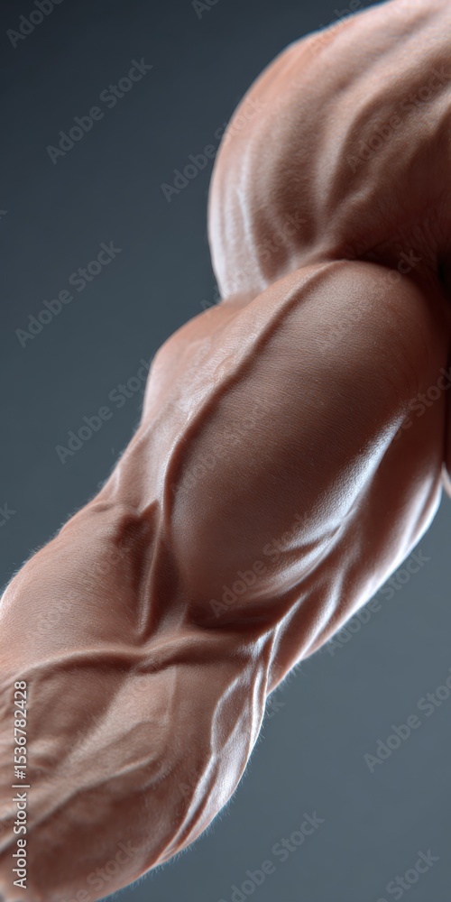 Obraz premium Close-Up of Muscular Arm Showing Veins, Representing Strength, Determination, and Physical Fitness for Bodybuilding and Sports Performance : Generative AI