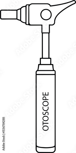 Medical otoscope device line drawing illustration for healthcare professionals