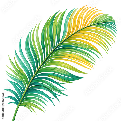 A colorful sprawling palm frond