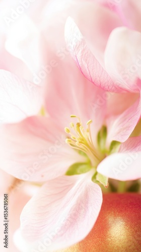 Delicate Pink Apple Blossom Close-Up, Symbolizing Springtime Renewal and Natural Beauty for Wellness Campaigns : Generative AI