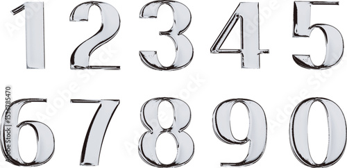 크롬 재질 숫자 텍스트 일러스트 디자인