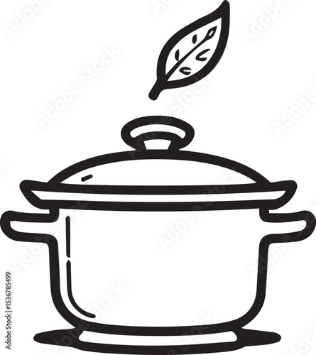 Cooking Essentials: A meticulously crafted illustration of a cooking pot, inviting culinary creativity.