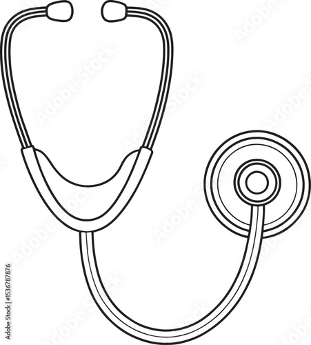 Simple line art illustration of a professional medical stethoscope for doctor and health care