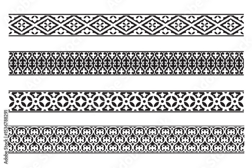 Set of decorative seamless ornamental border - Vector modular