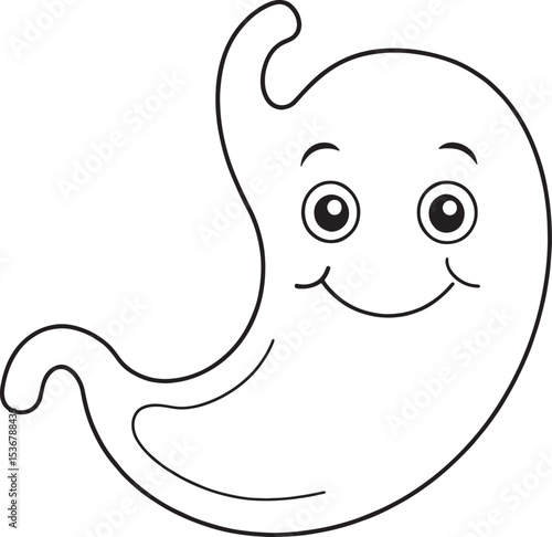Happy stomach cartoon illustration for kids coloring book pages