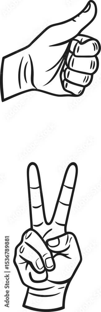 Fototapeta premium Hand Gestures Design Elements Thumbs Up Peace Sign