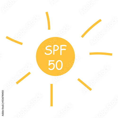 SPF 50 sign isolated transparent background. SPF sun protetion factor vector tag template design. Vector illustration of sun with SPF text. EPS 10