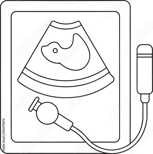 Ultrasound scan line art medical technology sonogram baby healthcare
