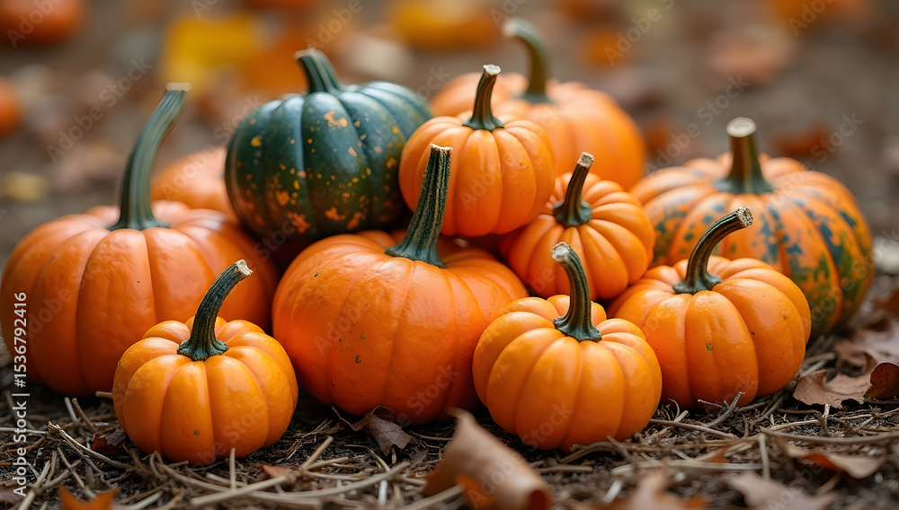A Colorful Heap of Autumn Pumpkins A Festive Fall Harvest A Colorful Heap of Autumn Pumpkins A Festive Fall Harvest