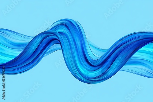 Wallpaper Mural Dynamic Blue Swirl: Abstract Wave of Color and Texture on Light Blue Background. Torontodigital.ca