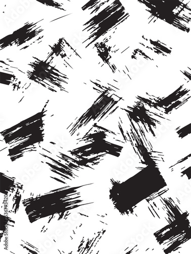 Abstract Black and White Brushstroke Pattern Seamless Texture for Design Projects