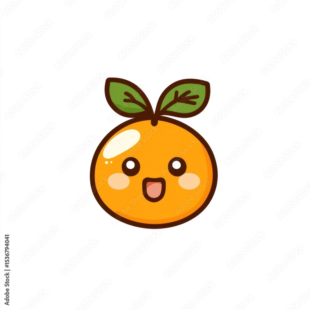 Fototapeta premium Cute cartoon orange with a happy face