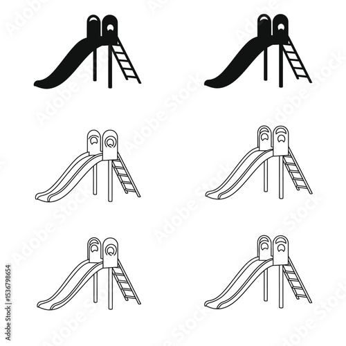 Children play area glyph icon. Playground slide. Child outdoor entertainment equipment. Park zone for kids. Silhouette symbol on white space. Vector isolated illustration