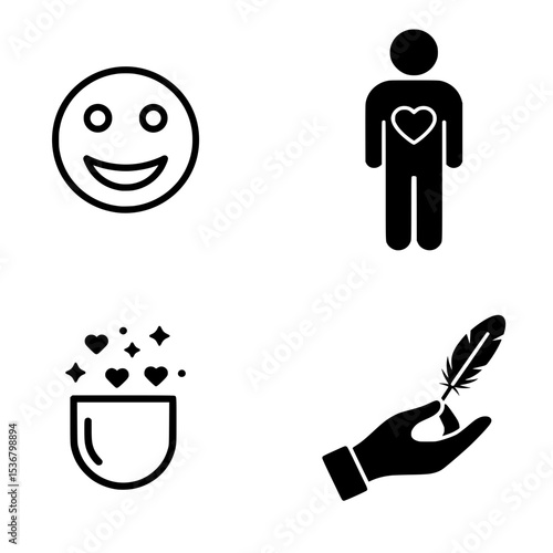 Feeling of Gratitude Vector Icon Set for Positive Psychology
