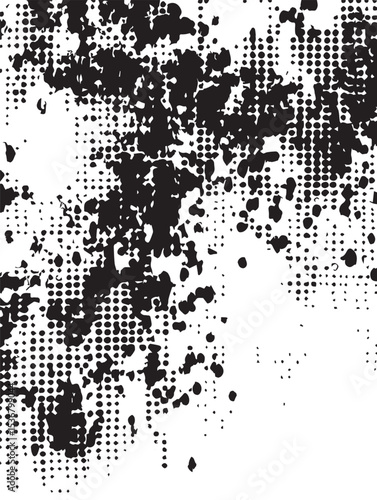 Black and White Abstract Texture Grunge Halftone Pattern Background