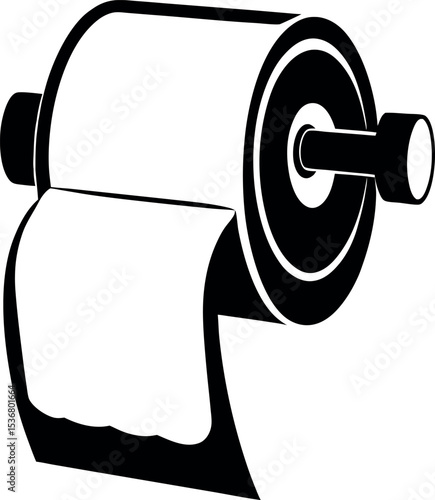 Silhouette of a paper towel roll on holder  