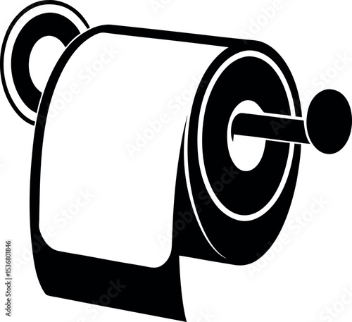 Minimalist Toilet Paper Roll Illustration for Modern Bathroom Decor  
