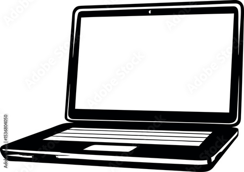 A minimalist vector illustration of a laptop computer in vector 