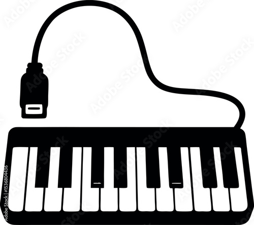 Silhouette of USB powered mini keyboard instrument 