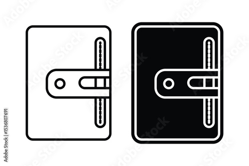 Leather wallet art silhouette vector with line art on white background