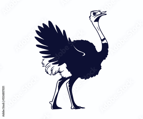 ostrich vector illustration, silhouette of ostrich vector art