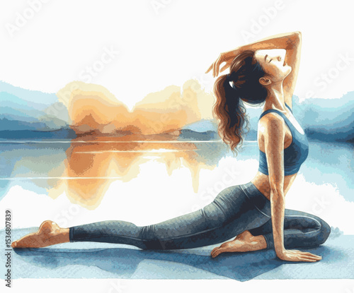 Pigeon's Peace Yoga Pigeon Pose isolated watercolor vector illustration svg
