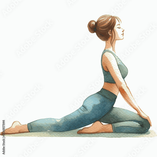 Watercolor Wings Yoga Pigeon Pose isolated watercolor vector illustration svg