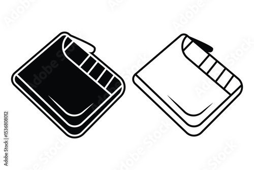 Leather wallet art silhouette vector with line art on white background