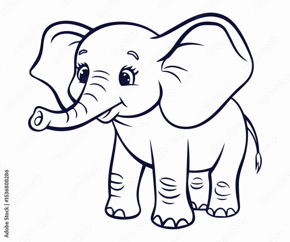 Naklejka premium baby elephant vector illustration, outline vector of baby cute elephant