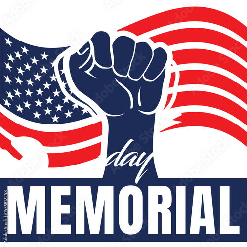 Raised Fist and Flag Tribute for Memorial Day Graphic
