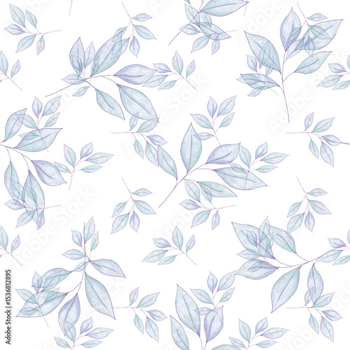 Watercolor seamless pattern with herbs and flowers. Romantic floral background. Fabric design