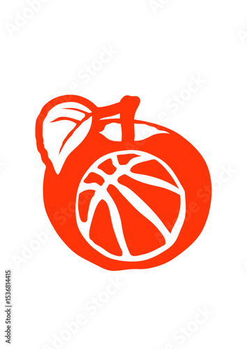 pomme empreinte ballon basketball logo club