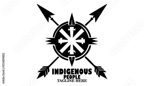 International day of the world's indigenous people. Shield and crossed spears vector illustration, shield and crossed spears logo design and shield and crossed spears icon