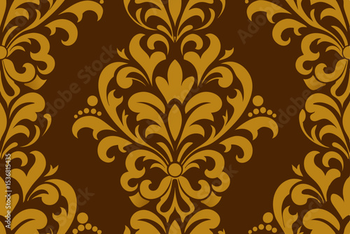 Elegant Gold Damask Pattern Seamless Luxury Floral Design for Wallpaper and Fabric