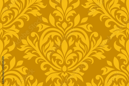 Elegant Golden Damask Pattern Luxury Seamless Texture Design for Textile, Wallpaper, and Background