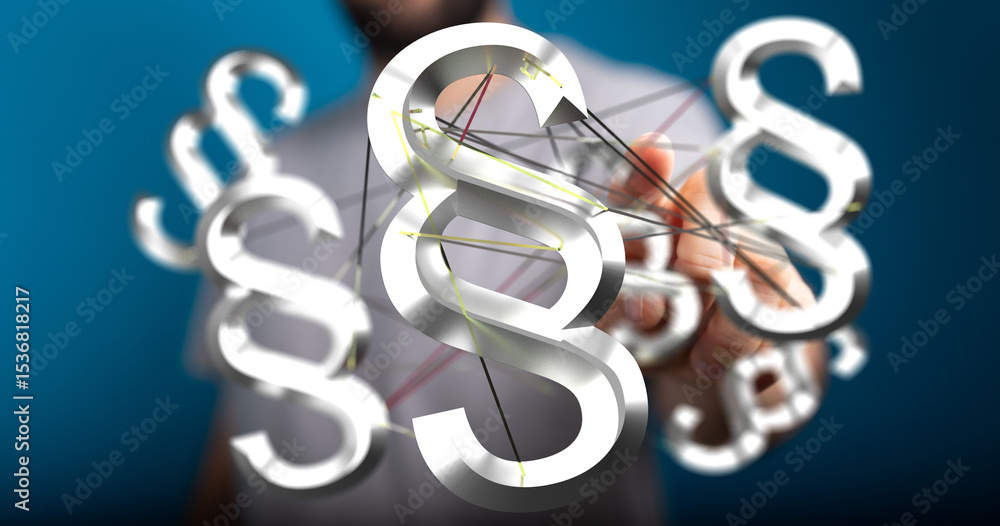 Obraz premium Abstract image of interconnected paragraph symbols, representing legal networks and collaboration.