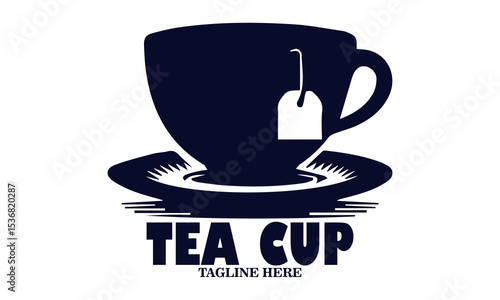 Illustration vector of a tea cup and a dangling tea bag sketch and tea cup logo icon